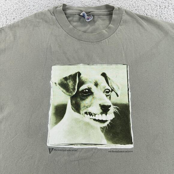 Vintage Houston Chronicle Preview Shirt Mens XL Gray Dog Graphic Texas 90s Tee - Picture 1 of 9